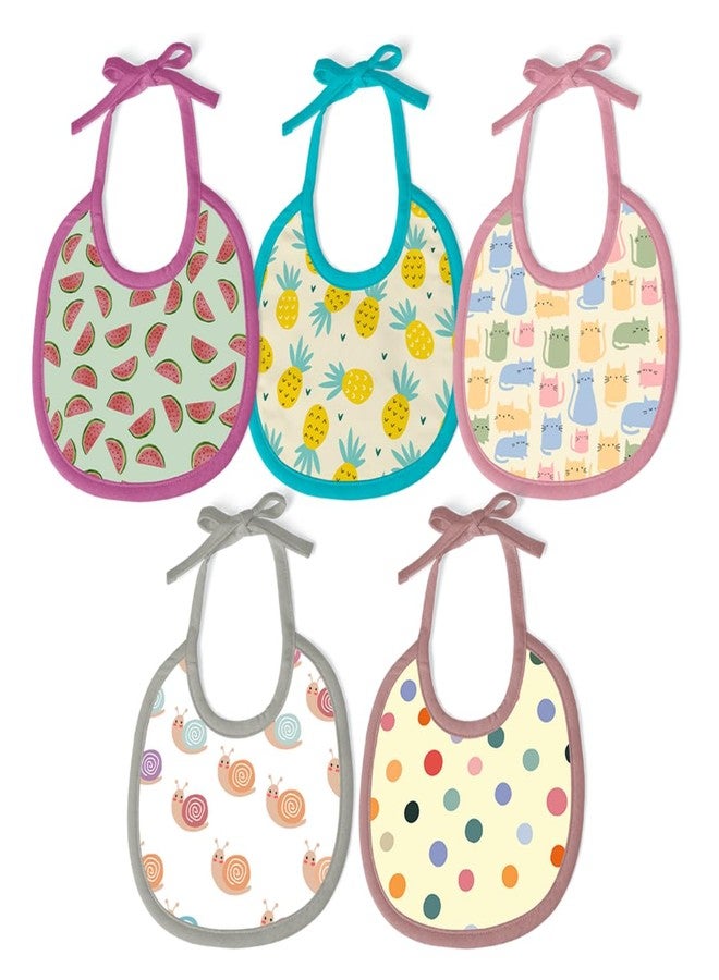 Happy Matty مجموعة مرايل رضاعة الأطفال من هابي ماتي، سريعة الجفاف وقابلة للغسل، مكونة من 5 قطع، متعددة الألوان، من عمر 0 إلى 3 سنوات، مقاس صغير (19 سم × 16 سم). - Image 1