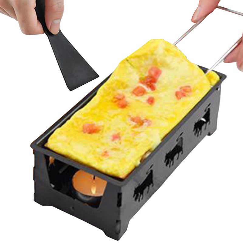 Raclette Grill Set Carbon Steel Non-Stick Coating Portable Cheese Melter Pan - Melted Cheese for Family Gatherings Home Use - Image 1