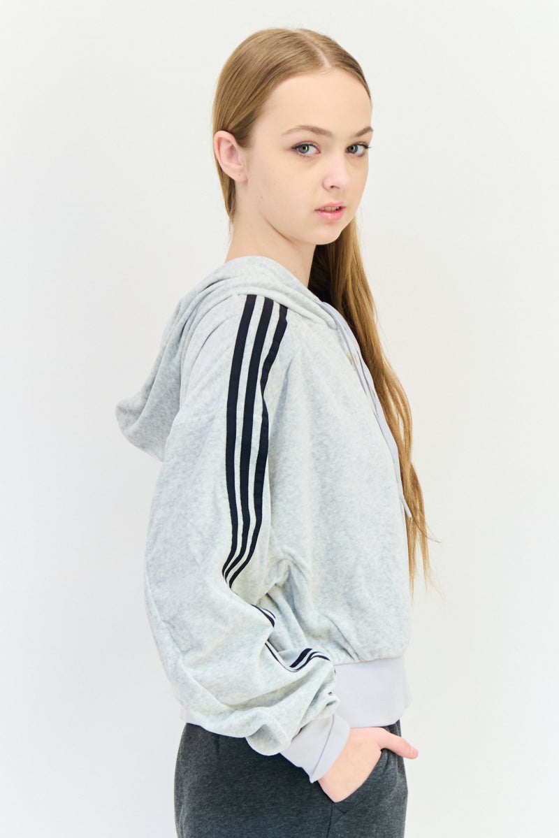 adidas Originals Women Sportswear Fit Long Sleeve Outdoor Hoodie, Grey  - Image 2
