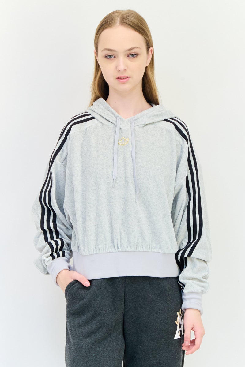 adidas Originals Women Sportswear Fit Long Sleeve Outdoor Hoodie, Grey  - Image 1