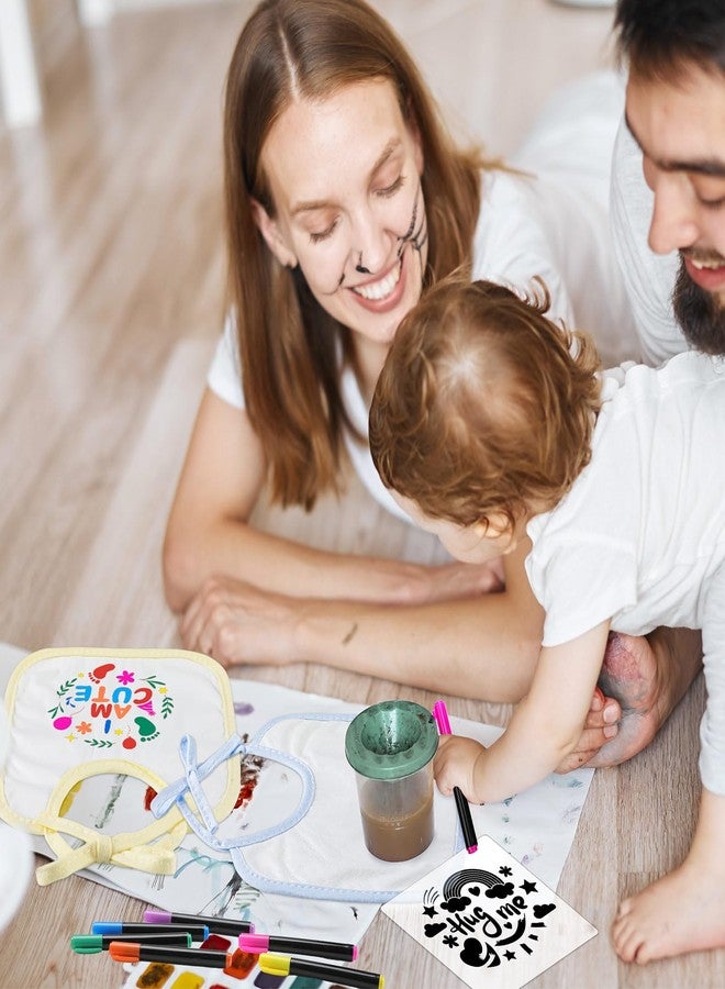 Jutom مجموعة تزيين مريلة الأطفال 38 قطعة من جوتوم 14 مريلة 14 قالب 10Markers قماش 2 طبقة مريلة تغذية تصميم مريلة لألعاب الاستحمام (متعددة الألوان) - Image 5