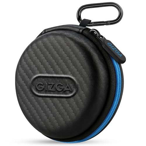 GIZGA Earphone Carrying Case, Multi-Purpose Pocket Storage Travel Organizer for Earphones, Headset, Pen Drives, SD Cards, Shock-Proof Carbon Fibre, Soft Fabric, Mesh Pocket, Blue - Image 1