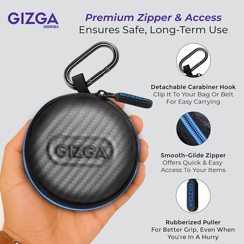 GIZGA Earphone Carrying Case, Multi-Purpose Pocket Storage Travel Organizer for Earphones, Headset, Pen Drives, SD Cards, Shock-Proof Carbon Fibre, Soft Fabric, Mesh Pocket, Blue - Image 5