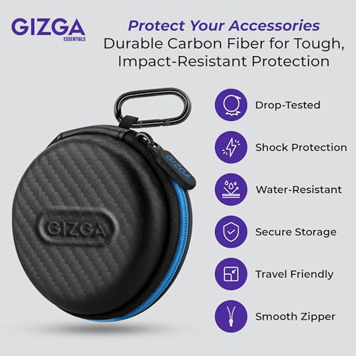 GIZGA Earphone Carrying Case, Multi-Purpose Pocket Storage Travel Organizer for Earphones, Headset, Pen Drives, SD Cards, Shock-Proof Carbon Fibre, Soft Fabric, Mesh Pocket, Blue - Image 2