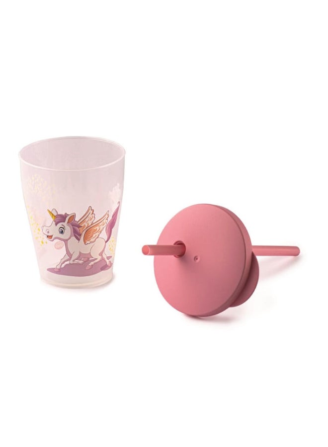 Snips Unicorn Tumbler with Straw and Lid Pink and Clear 385ml 000853 - Image 3