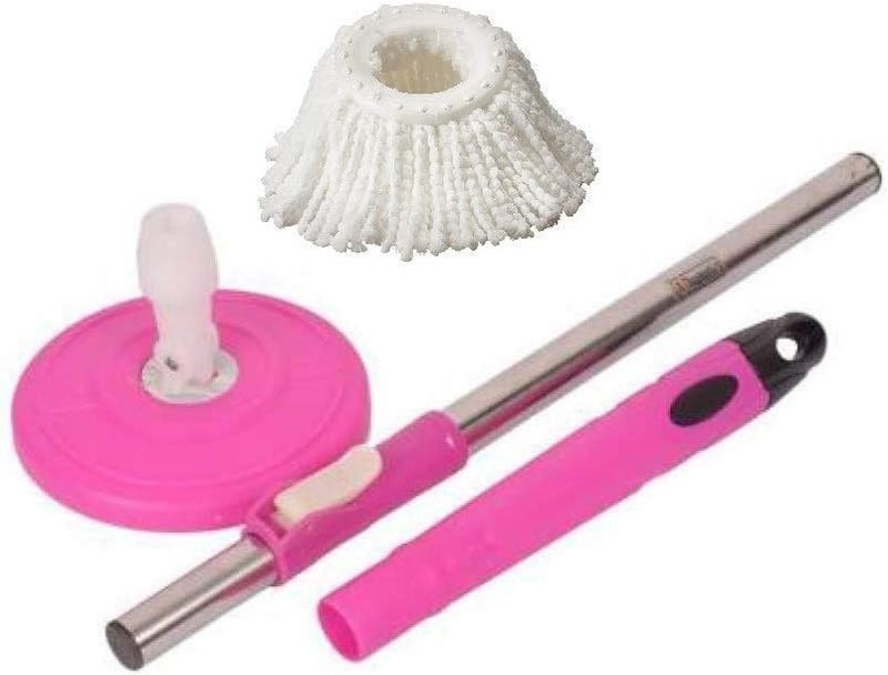 Mantavya Mop 360° Spin Cleaning Mop Stainless Steel Rod Handle Stick Set with Mop 1 Refill for Home and Bathroom Floor Tiles Usable Things (Multi Colour) - Image 5