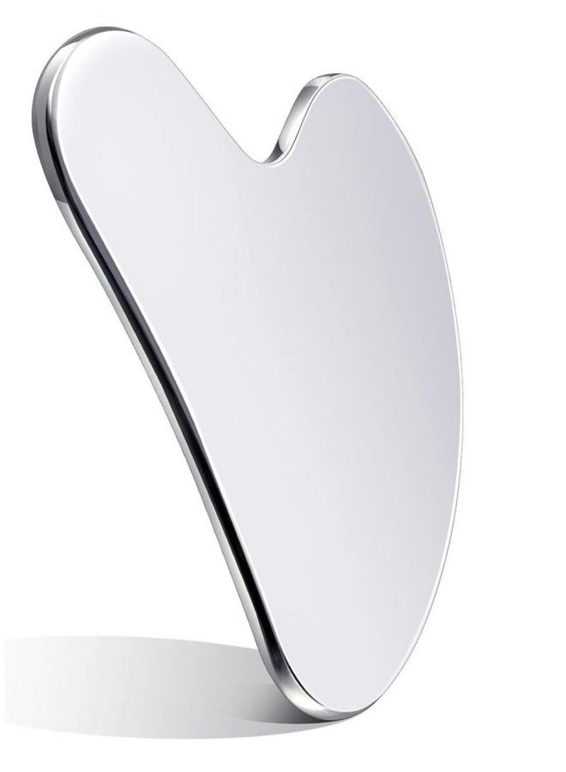 Al Kanzi Stainless Steel Gua Sha Facial Tools Guasha for Face Metal Gua Sha Tighten Skin Massage Guasha Beauty Tool for Body Eyes Neck Massager with Travel Pouch Skin Care Gifts (Silver) - Image 1