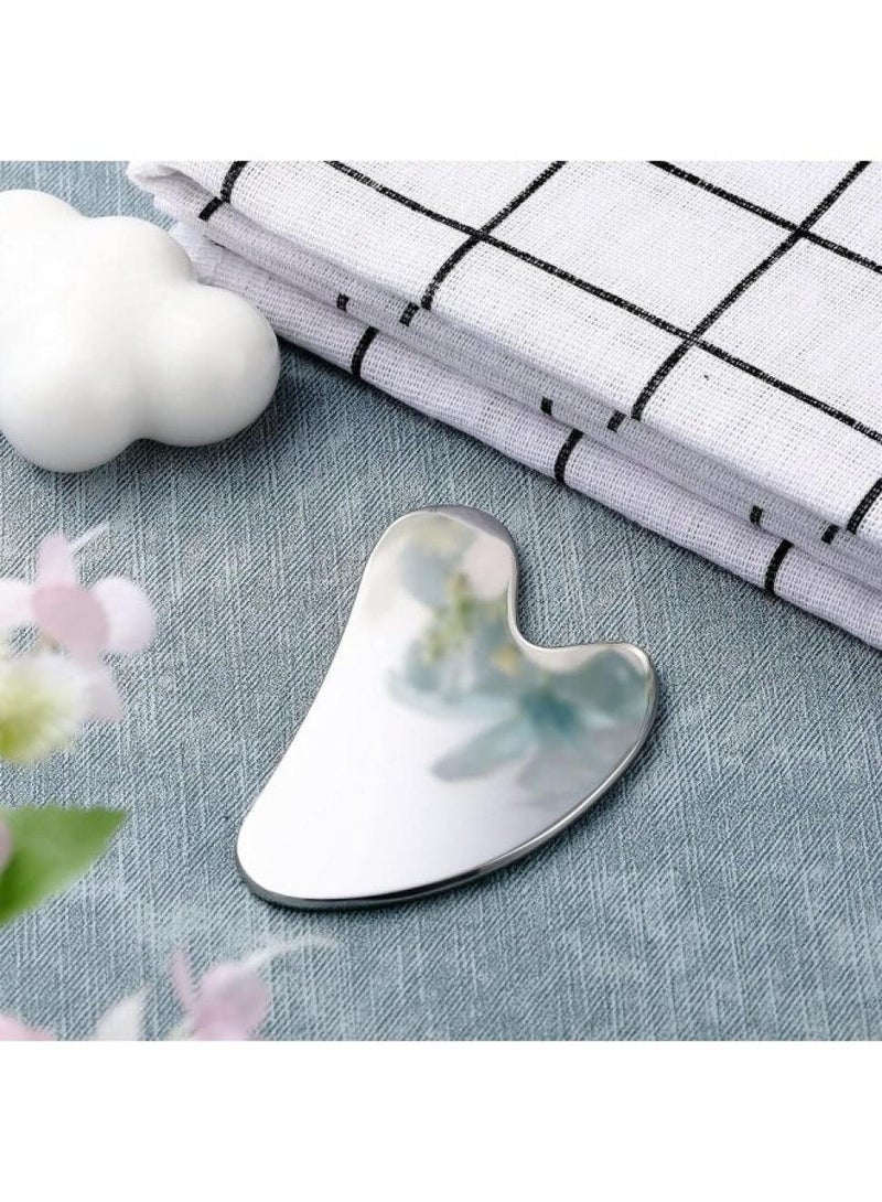 Al Kanzi Stainless Steel Gua Sha Facial Tools Guasha for Face Metal Gua Sha Tighten Skin Massage Guasha Beauty Tool for Body Eyes Neck Massager with Travel Pouch Skin Care Gifts (Silver) - Image 4