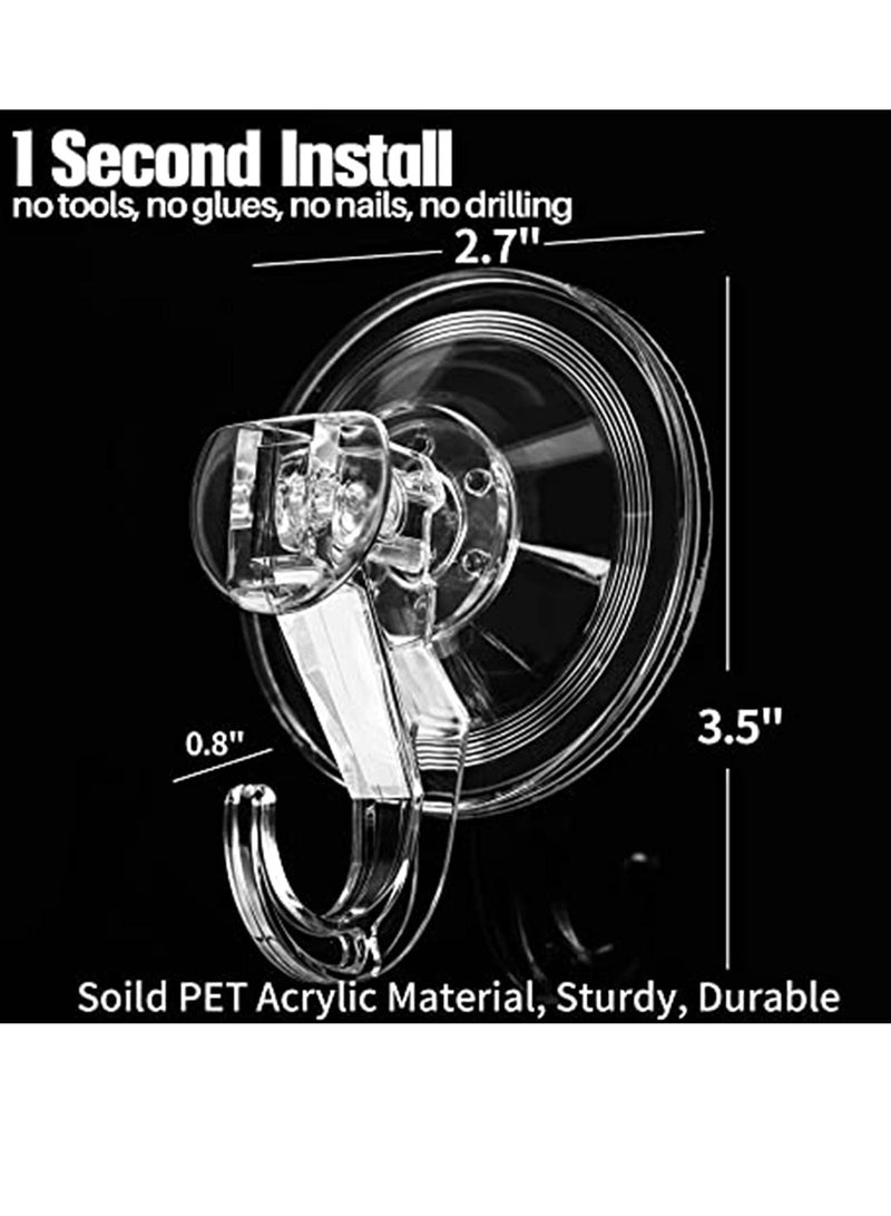 All-Purpose Vacuum Suction Cup Hooks, 2-Pack Transparent, Waterproof Strong Shower Hooks for Loofah on Bathroom Kitchen  - Image 3