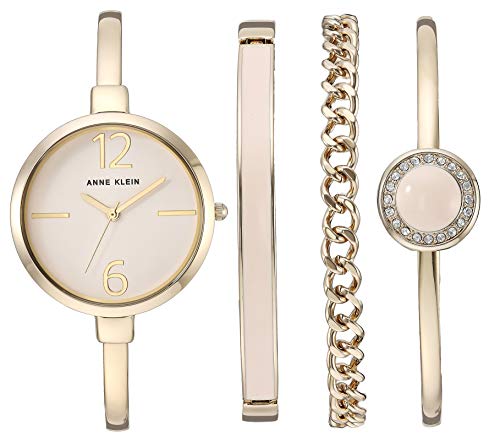 Anne Klein Womens AK3290LPST GoldTone Bangle Watch and Premium Crystal Accented Bracelet Set - Image 1