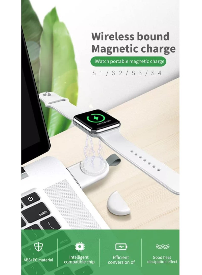 Mini Portable Magnetic Mobile Power Wireless Charger For Apple Watch white - Image 4
