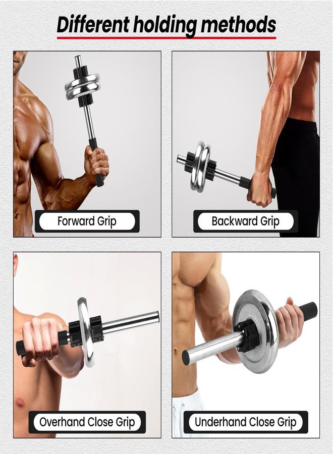 Zicolor Forearm Exerciser Wrist Strengthener Bar Adjustable Weight Small-Bore Dumbbell Plates Training Rod for Grip Strength, Arm Workouts, Non-Slip Handle Home Gym(Silver-Weights not Included) - Image 3