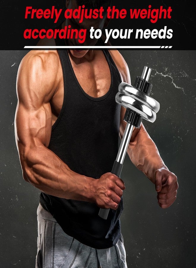 Zicolor Forearm Exerciser Wrist Strengthener Bar Adjustable Weight Small-Bore Dumbbell Plates Training Rod for Grip Strength, Arm Workouts, Non-Slip Handle Home Gym(Silver-Weights not Included) - Image 4