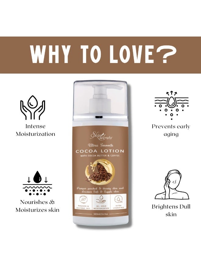 Skin Secrets Cocoa Lotion with Cocoa Butter Cream Extracted from Rich Cocoa Beans for Moisturized & Nourished Skin| Paraben & Silicone Free (500ml) - Image 4
