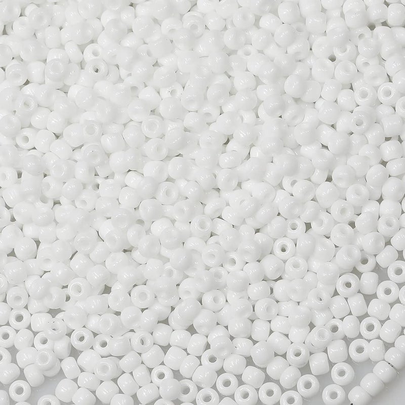 BalaFillic White Color 3mm Seed Beads About 3600pcs100Grams in Bag 80 Glass Craft Beads for Making Bracelet and Necklace White