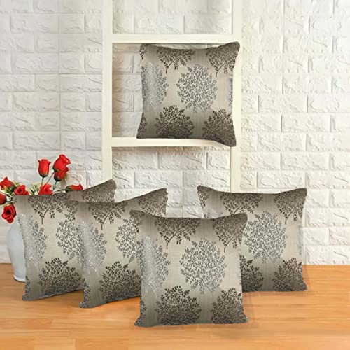 IM FAB® Jacquard Jupiter Tree Brown Cushion Cover Set of 5 Pcs(16x16 inchs or 40x40 cm) - Image 1
