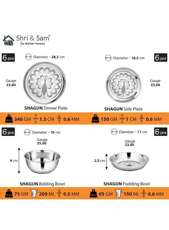 Shri & Sam Stainless Steel Shagun Dinner Set 50 Pieces Peacock Set - Image 3