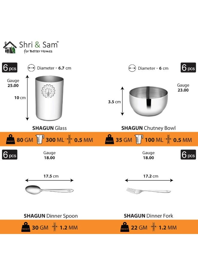 Shri & Sam Stainless Steel Shagun Dinner Set 50 Pieces Peacock Set - Image 2