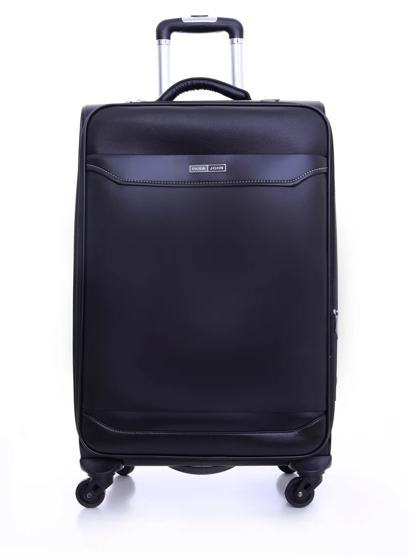 PARAJOHN PU  Leather Material Extra Durable Rugged Built 3-Piece Hardsided Luggage Set | 4-Wheel Spinner Trolley | Small (10kg), Medium (20kg), Large (30kg) - Black