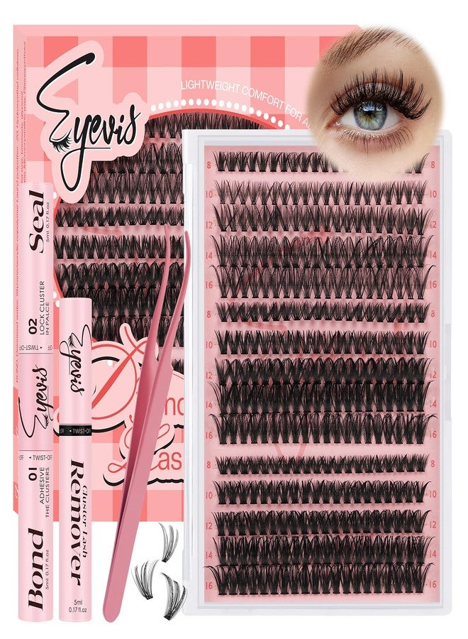 EYEVIS Lash Extension Kit 300PCS Lash Clusters Kit D Curl Eyelash Cluster 8-16mm 30D 40D 50D Individual Lashes Kit with Lash Bond and Seal Lash Tweezers（30D+40D+50D-D Kit, 8-16MIX） - Image 1