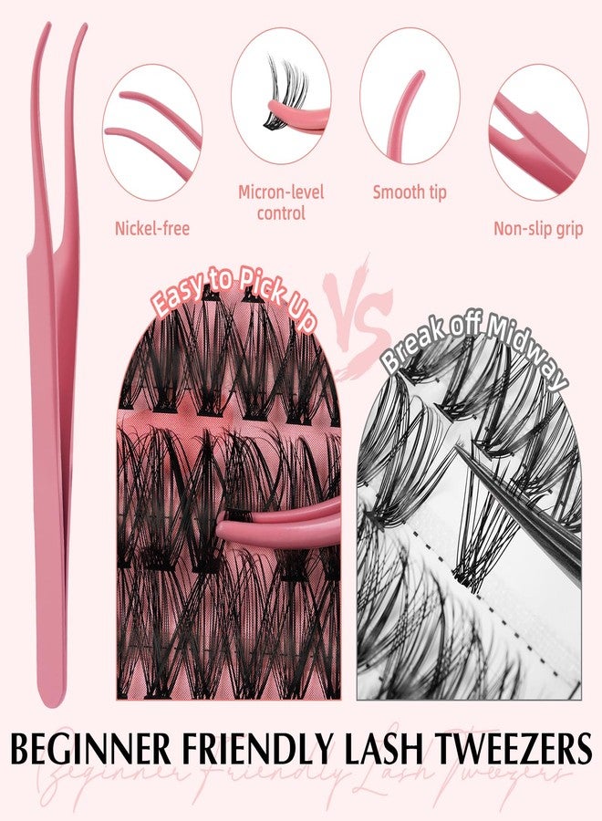 EYEVIS Lash Extension Kit 300PCS Lash Clusters Kit D Curl Eyelash Cluster 8-16mm 30D 40D 50D Individual Lashes Kit with Lash Bond and Seal Lash Tweezers（30D+40D+50D-D Kit, 8-16MIX） - Image 5