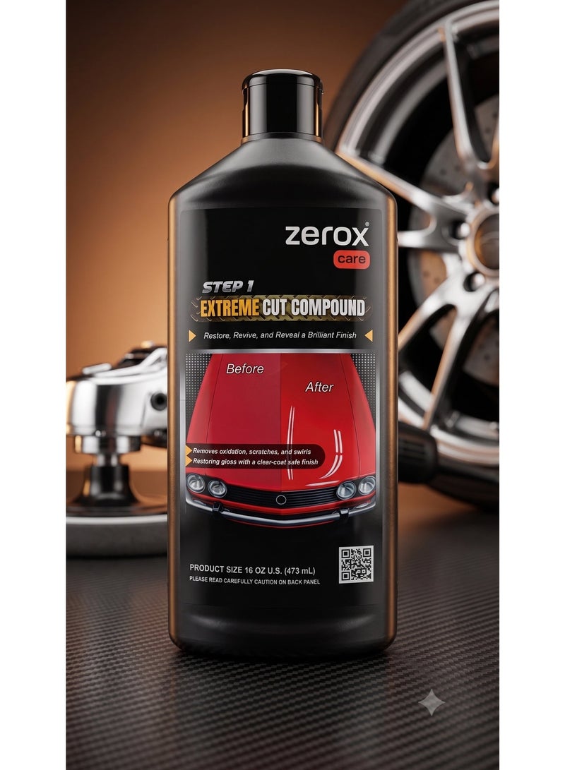 Zerox Step 1 Extreme Cut Compound – Heavy-Cut Paint Correction Compound – Removes Scratches, Swirls & Oxidation – Restores Surface Clarity & Prepares for Polishing – Professional Detailing Formula – 16 oz (473 ml) - Image 2