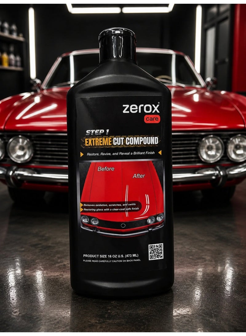 Zerox Step 1 Extreme Cut Compound – Heavy-Cut Paint Correction Compound – Removes Scratches, Swirls & Oxidation – Restores Surface Clarity & Prepares for Polishing – Professional Detailing Formula – 16 oz (473 ml) - Image 1
