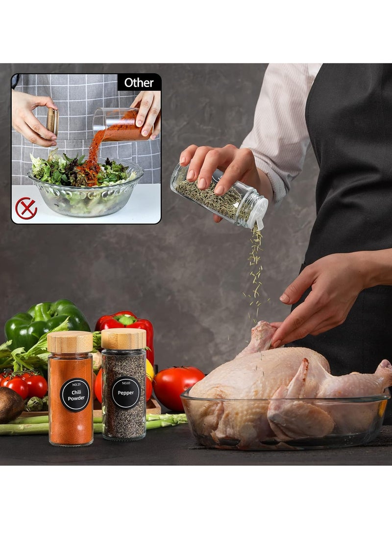 Spice Jars, Seasoning Organizer with Label and Shaker Lid, 24 pcs Empty Glass Spice Container Set