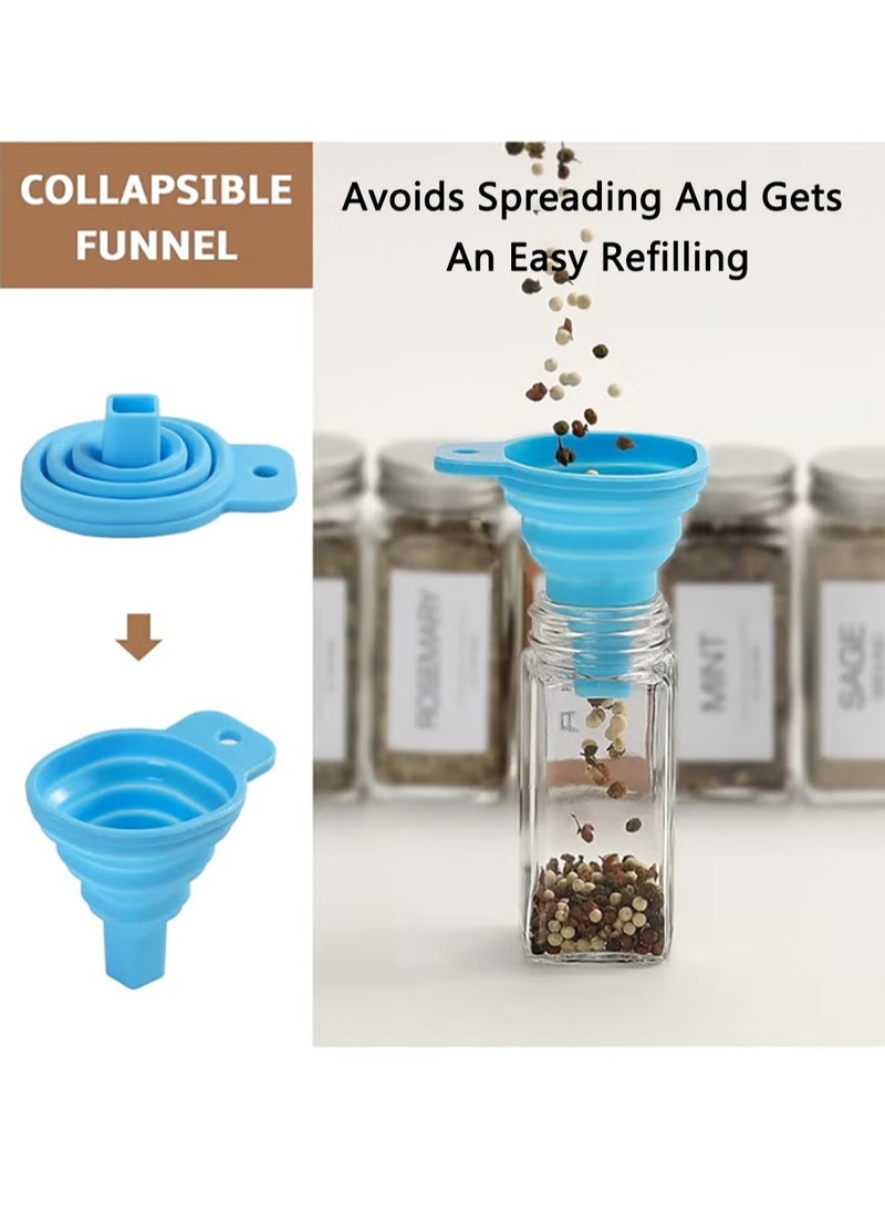 Spice Jars, Seasoning Organizer with Label and Shaker Lid, 24 pcs Empty Glass Spice Container Set