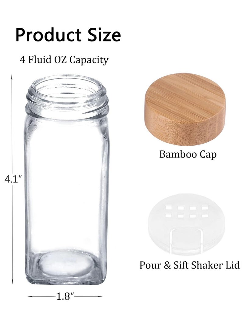 Spice Jars, Seasoning Organizer with Label and Shaker Lid, 24 pcs Empty Glass Spice Container Set
