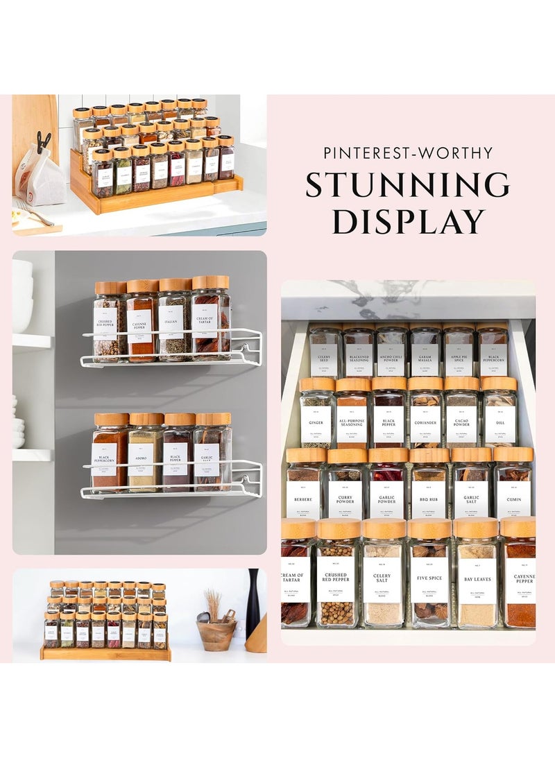 Spice Jars, Seasoning Organizer with Label and Shaker Lid, 24 pcs Empty Glass Spice Container Set