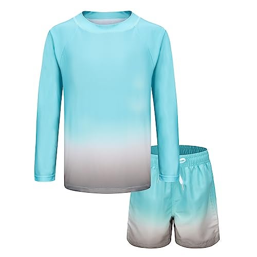 HowJoJo Boys Rash Guard Set Long Sleeve Swim Set Two Piece Swimsuits Swim Trunks and Swim Shirt Sets 5T - Image 3