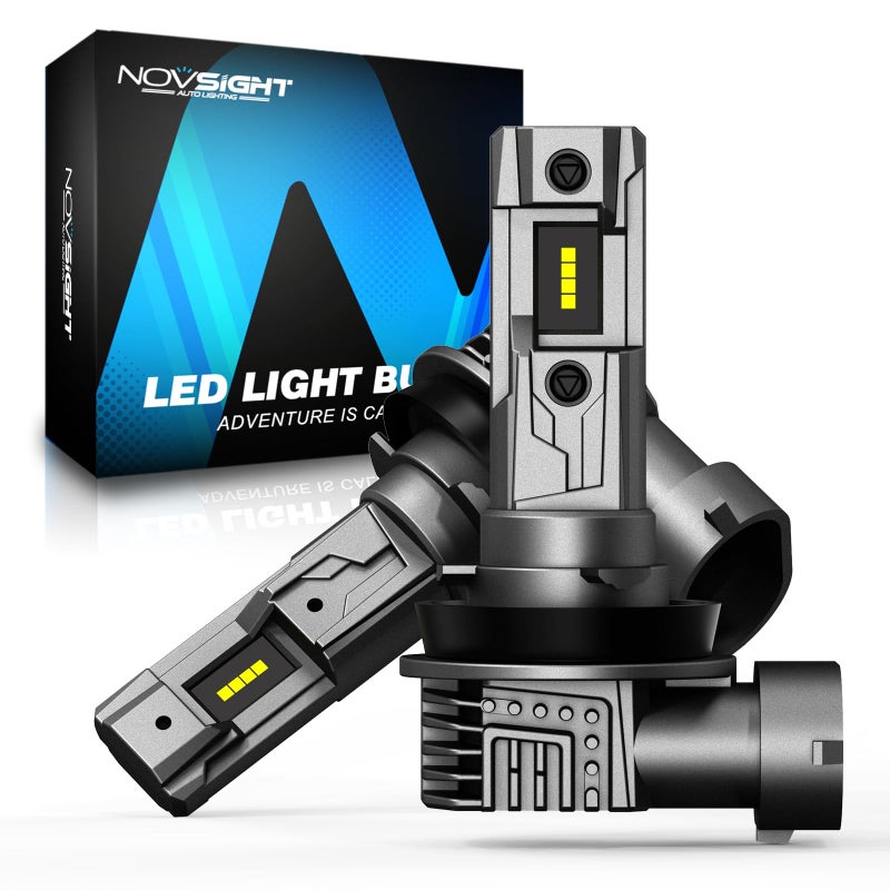 NOVSIGHT LED Fog Light Bulbs Fanless 11 Mini Size Design Bulbs with 6500K Cool White Easy Installation Plug and Play Pack of 2 - Image 2