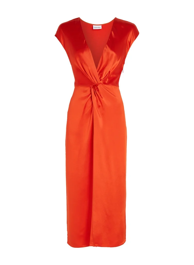 CALVIN KLEIN Satin Knot Midi Dress