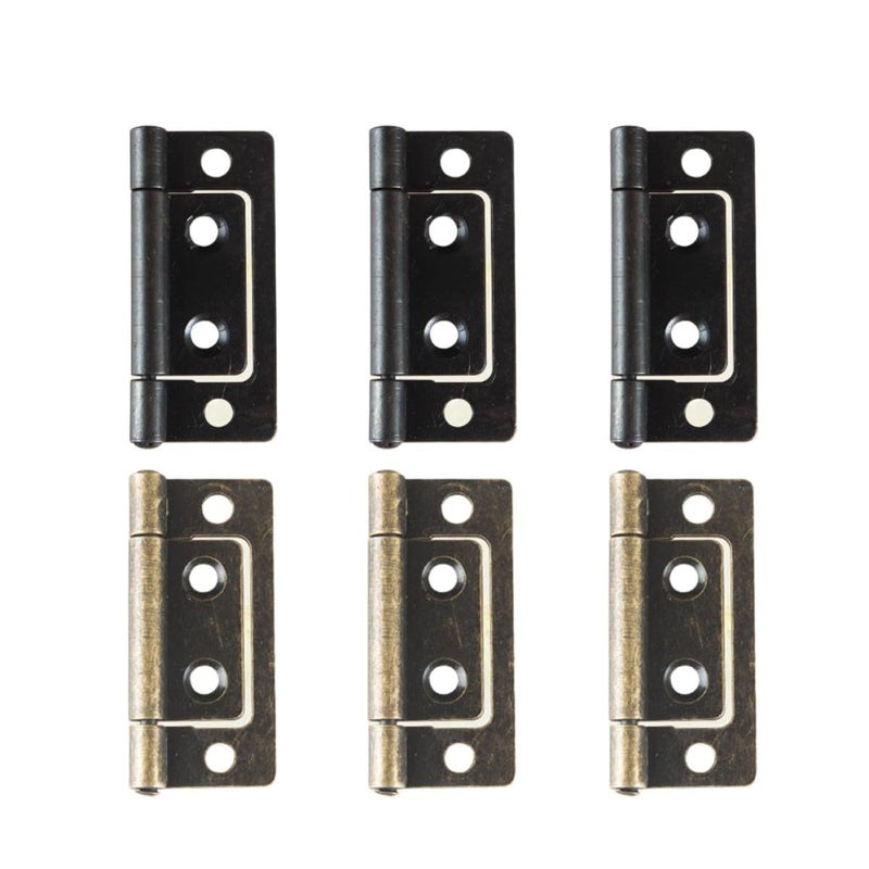 Lurrose Heavy Duty Flat Sub Door Hinge Mute Iron Cabinet Hardware 6pcs Set - Image 2
