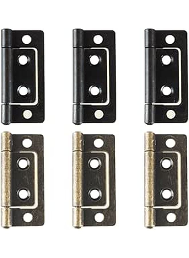 Lurrose Heavy Duty Flat Sub Door Hinge Mute Iron Cabinet Hardware 6pcs Set - Image 1