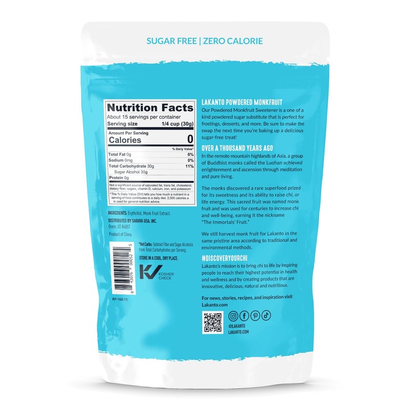 Lakanto Powdered Monk Fruit Sweetener With Erythritol, Powdered Sugar Substitute Sweetener For Baking & Cooking Waffles, Donuts, Cookies & More, Keto, Low Calorie, Low Carb, Vegan, Gluten Free, 1 Lb - Image 2