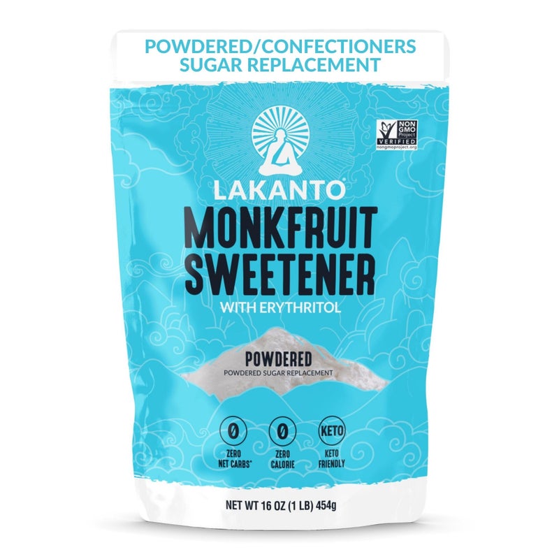 Lakanto Powdered Monk Fruit Sweetener With Erythritol, Powdered Sugar Substitute Sweetener For Baking & Cooking Waffles, Donuts, Cookies & More, Keto, Low Calorie, Low Carb, Vegan, Gluten Free, 1 Lb - Image 1
