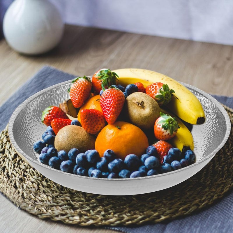 Stainless Steel Serving Plate 22cm Hammered round Salad Pasta Plate Reusable Kitchen Dish for Bbq Picnic and Western Food - Image 5