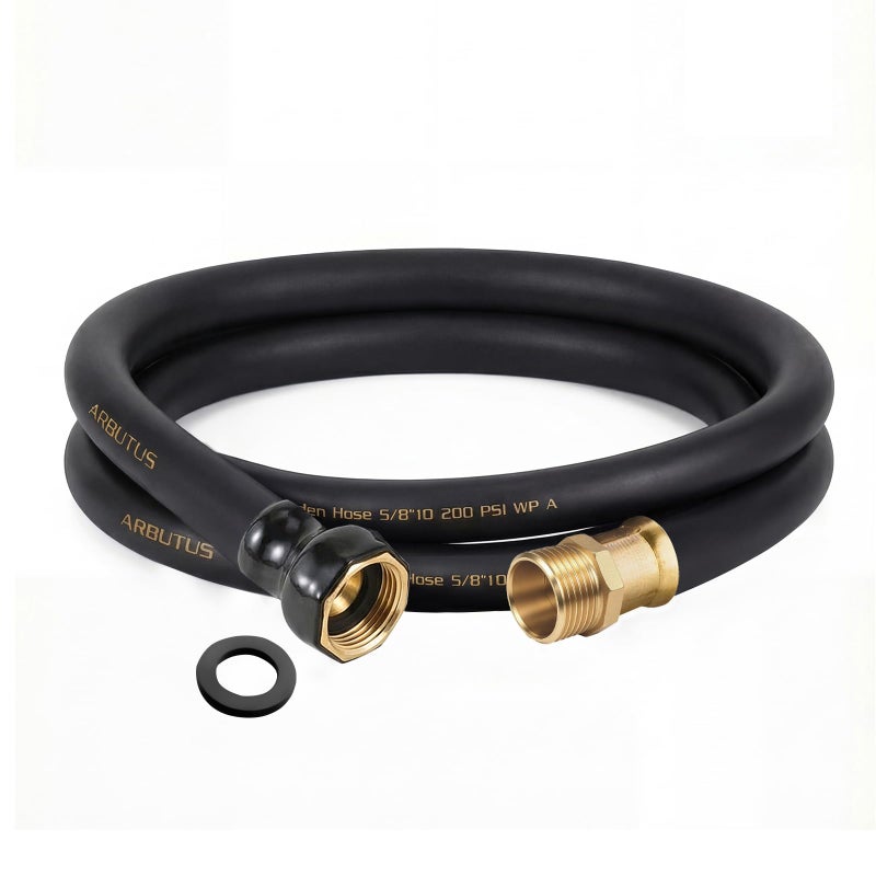 Arbutus Garden Hose 5/8" x 10ft Brass Rubber Heavy Duty Water Hose 600 PSI Burst Pressure, Durable Flexible Hose for Yard, Car Wash, Pets Black - Image 1