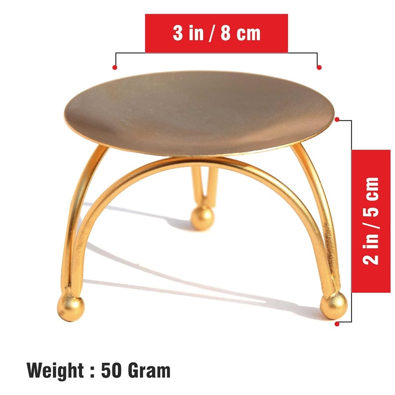 Pure Source India Pure Source India Metal Diya Stand with Three Leg Design for Home Decor Festival Special Occasions Perfect for Weddings Parties 3 inch Gold  - Image 3
