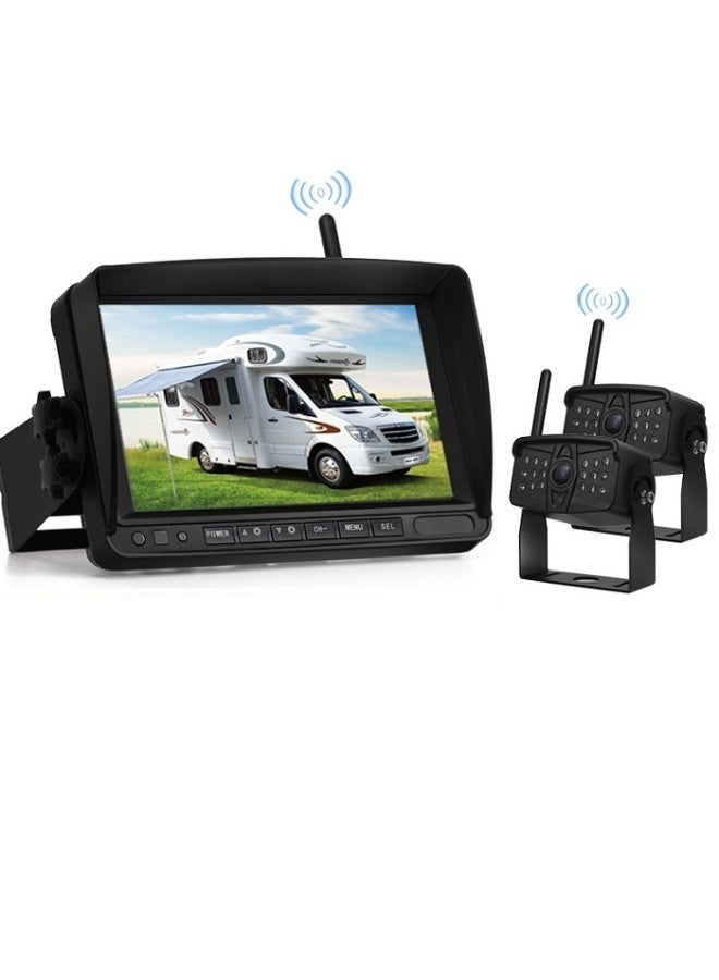 7" Wireless Truck Monitor with Rear View Camera Dash Cam Universal Wireless Camera for Cranes, Excavators, Loaders - Image 1