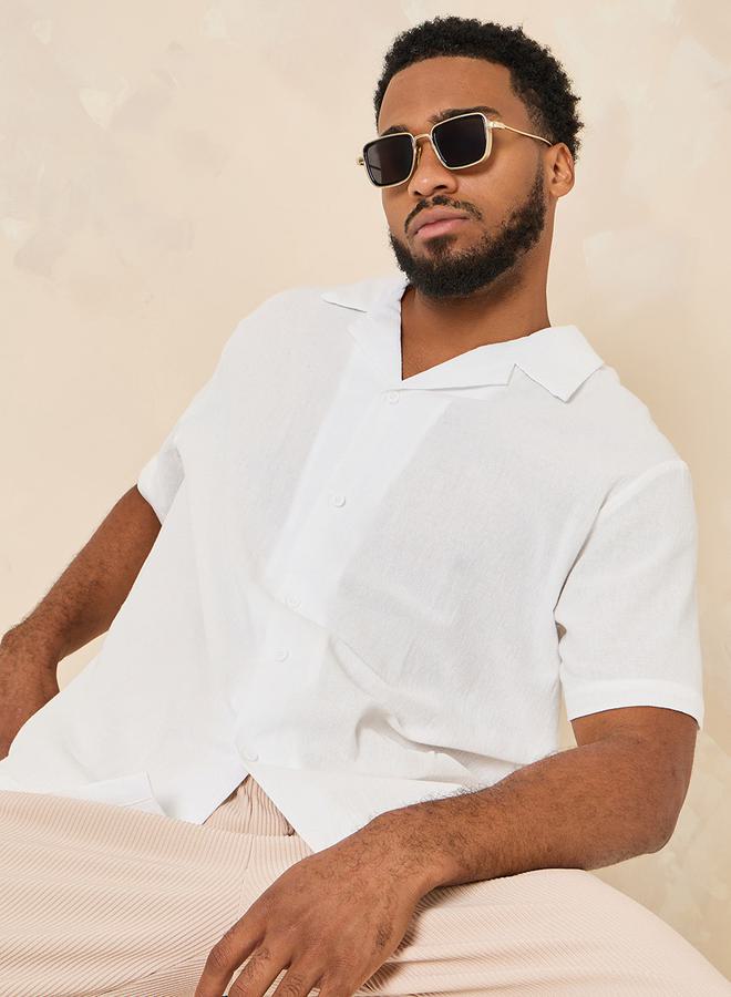 Styli Cotton Textured Resort Collar Relaxed Shirt - Image 3