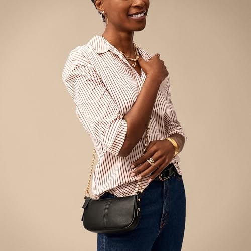 Fossil Women's Jolie Leather Mini Shoulder Bag Purse Handbag, Black (Model: ZB1906001) - Image 5