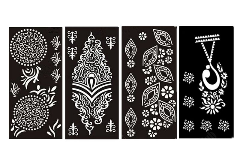 Outman Adhesive Stencils Template For Henna Tattoo, Body Art Painting Glitter, Airbrush Tattoo (PACk Of 12 Sheets) - Image 3