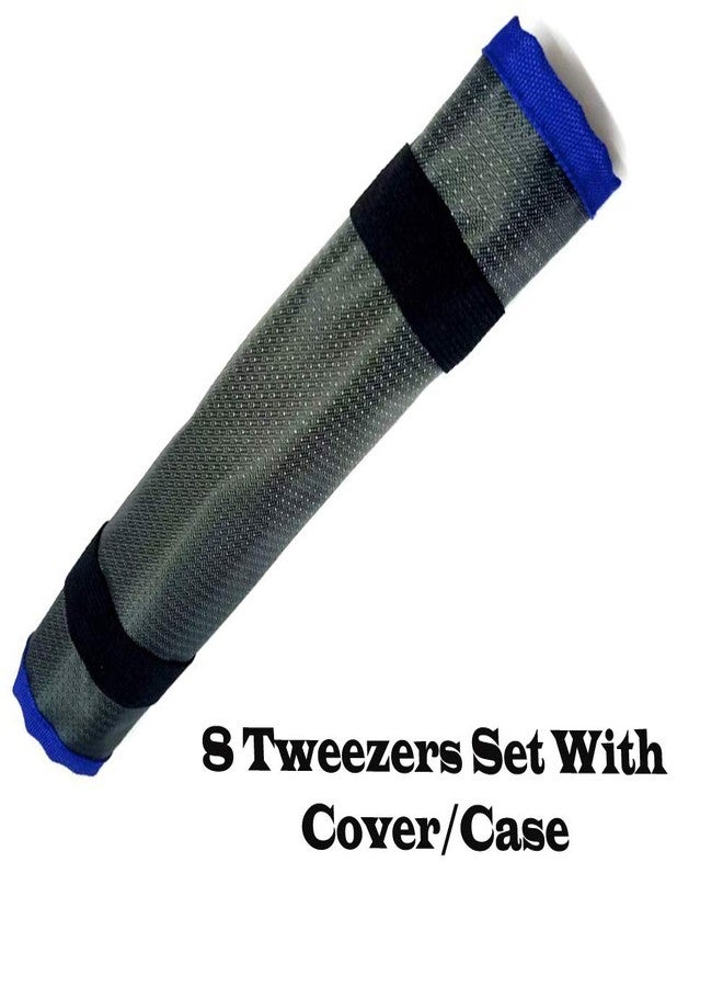 ATAR SET 8 TWEEZERS INCLUDING 2 PRONGS,2 FIBER GRIP TWEEZERs & 4 NON FIBER GRIP TWEEZERS WITH CASE. - Image 4