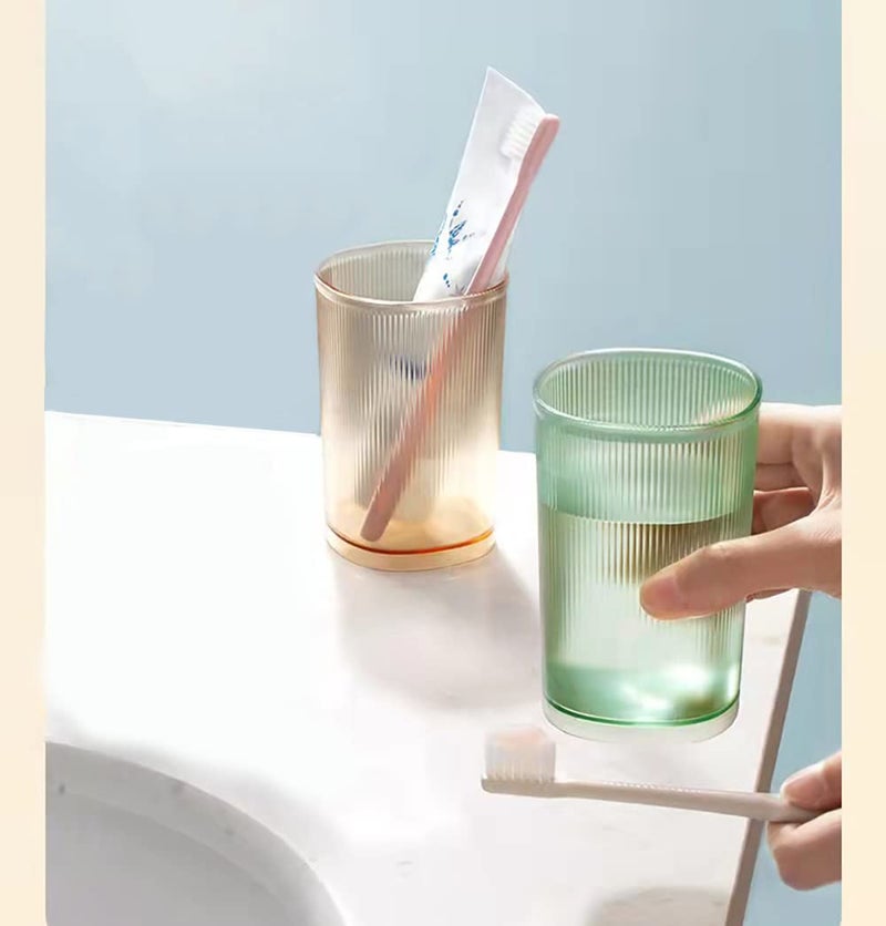 Cawein Unbreakable Cup, Bathroom Tumbler, Plastic Toothbrush Holder, Tumbler Cup, Bathroom Cups,Makeup Brush Holder,Set of 2 Reusable Drinking Glasses. - Image 4
