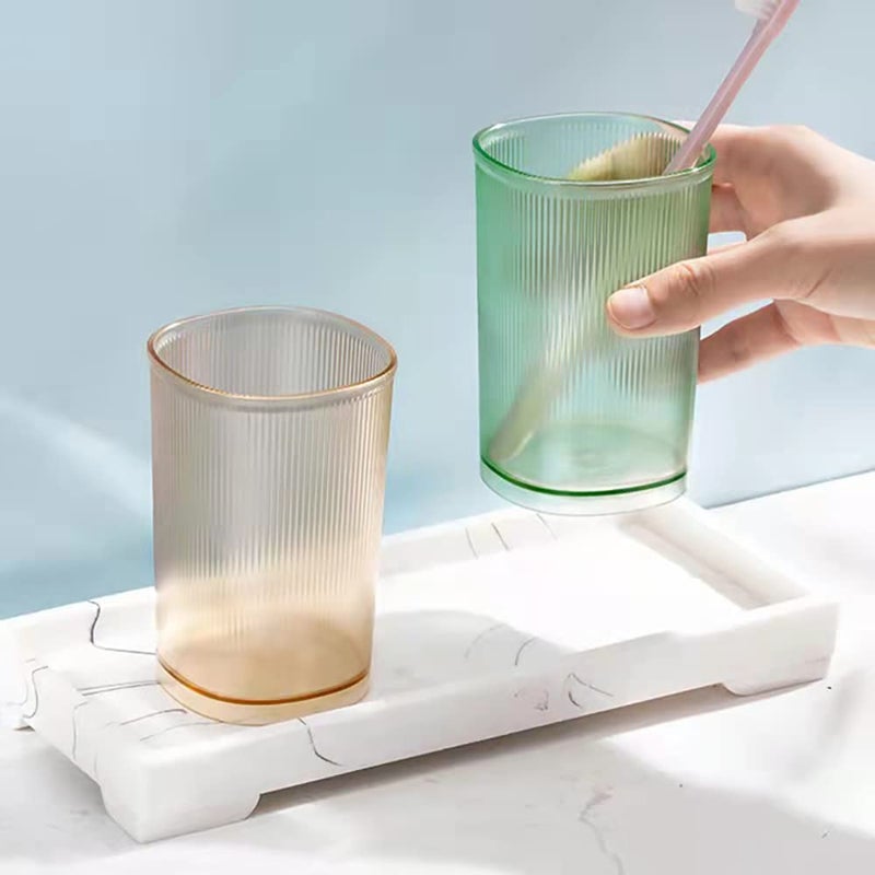 Cawein Unbreakable Cup, Bathroom Tumbler, Plastic Toothbrush Holder, Tumbler Cup, Bathroom Cups,Makeup Brush Holder,Set of 2 Reusable Drinking Glasses. - Image 3