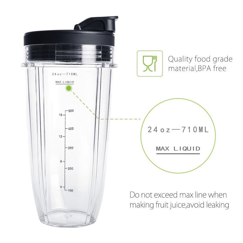 QueenTrade 24OZ Replacement Blender Cup with To-GO Lids for Ninja, 2-Pack Replacement Parts Compatible with Ninja BL450 BL456 BL480 BL482 BN401 BN751 BN801 SS151 SS401 - Image 4