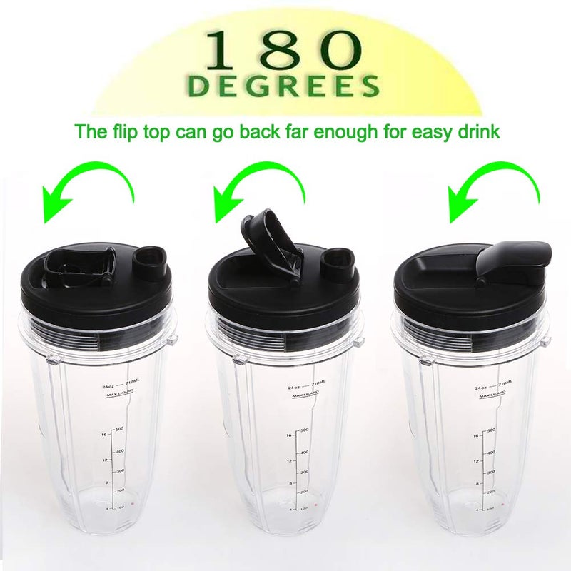 QueenTrade 24OZ Replacement Blender Cup with To-GO Lids for Ninja, 2-Pack Replacement Parts Compatible with Ninja BL450 BL456 BL480 BL482 BN401 BN751 BN801 SS151 SS401 - Image 5